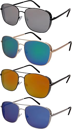 Classic Aviator Metal Frame Sunglasses – Full Mirror Lens & Fiber Case | 5116-FLREV